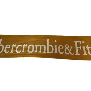 Vintage y2k Abercrombie & Fitch Logo Knit Scarf Mustard Yellow White Reversible